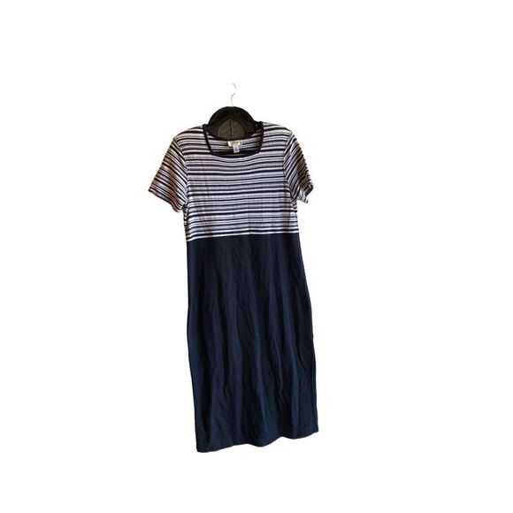 Talbots women’s blue and white striped nautical style midi dress mp - Picture 1 of 4